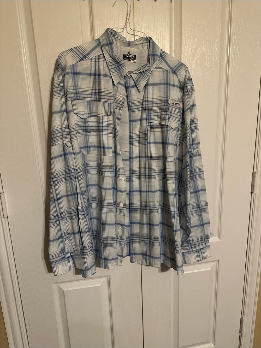 Habitat Men’s Light Blue and White Plaid Button-Down Shirt